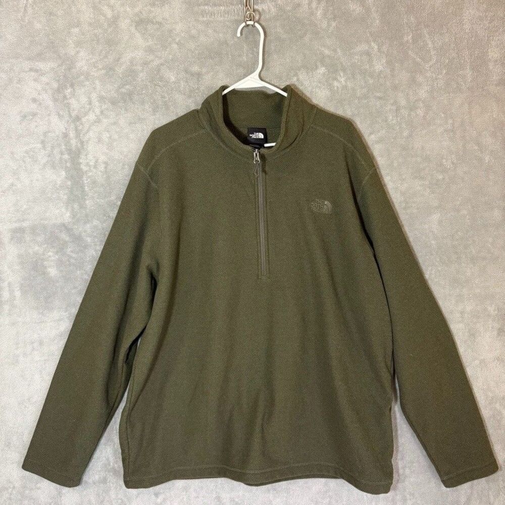 The North Face Men's 2XL Olive Green Fleece Quarter Zip Pullover Outdoors Hike